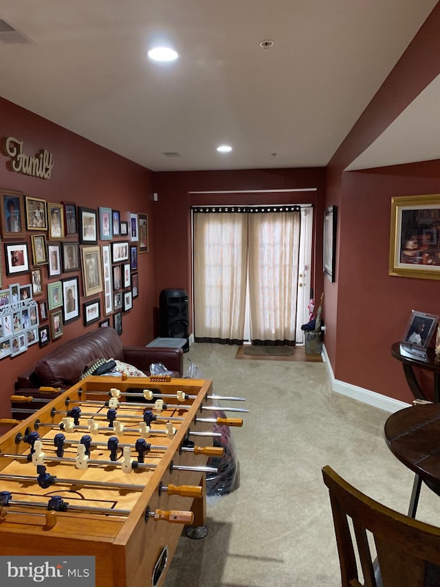 playroom featuring carpet flooring