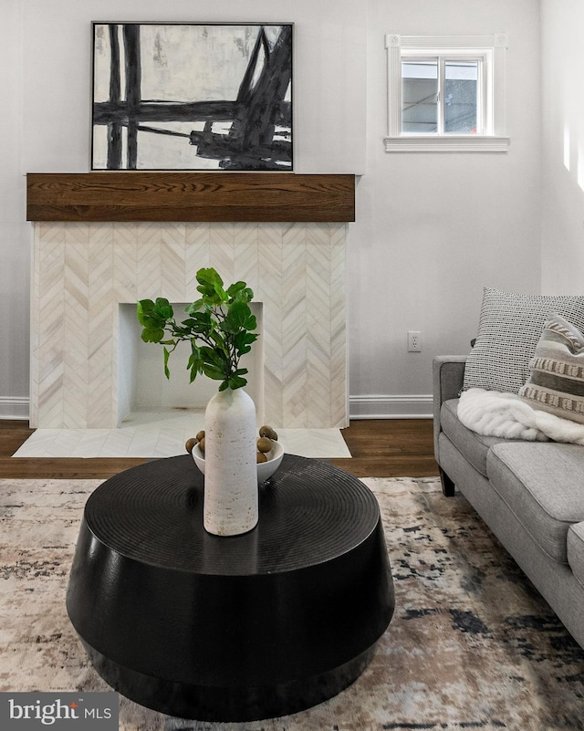 living room with hardwood / wood-style floors