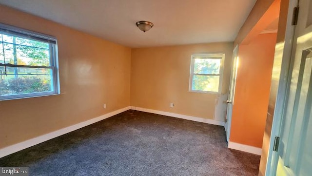 carpeted spare room featuring a wealth of natural light