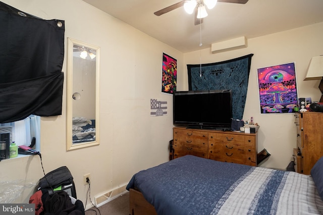 bedroom with carpet and ceiling fan