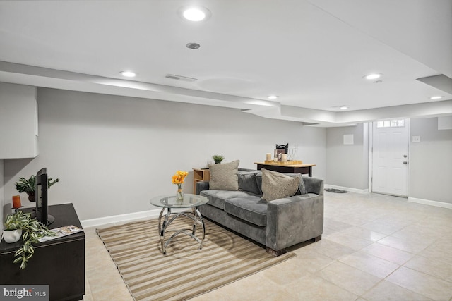 view of tiled living room