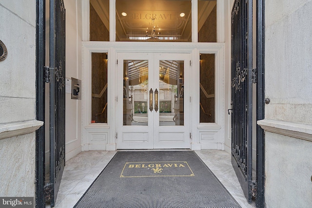 entrance to property featuring french doors