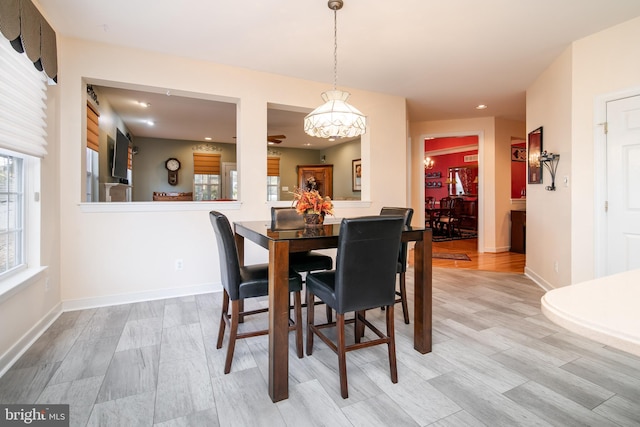 dining room featuring light hardwood / wood-style floors