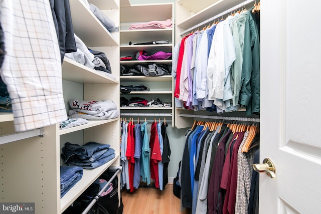 walk in closet featuring hardwood / wood-style floors