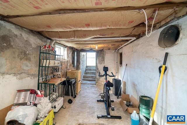 workout area with concrete flooring