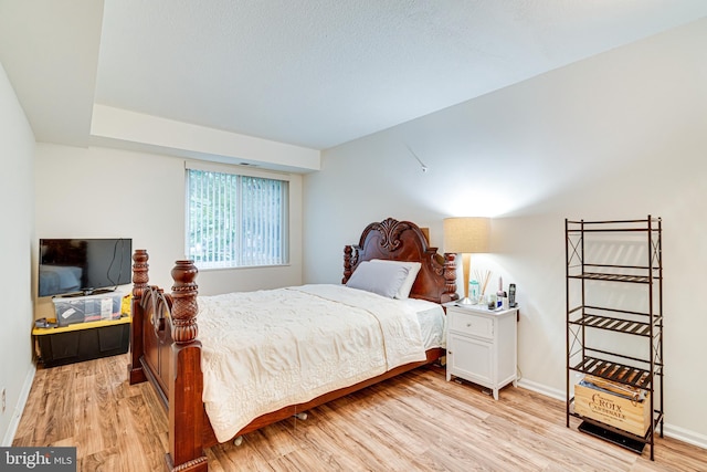 bedroom with light hardwood / wood-style floors