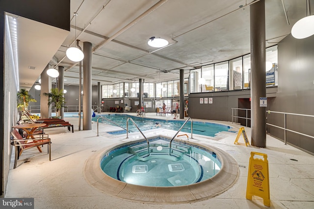 view of pool featuring an indoor in ground hot tub