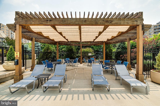 view of patio featuring a pergola