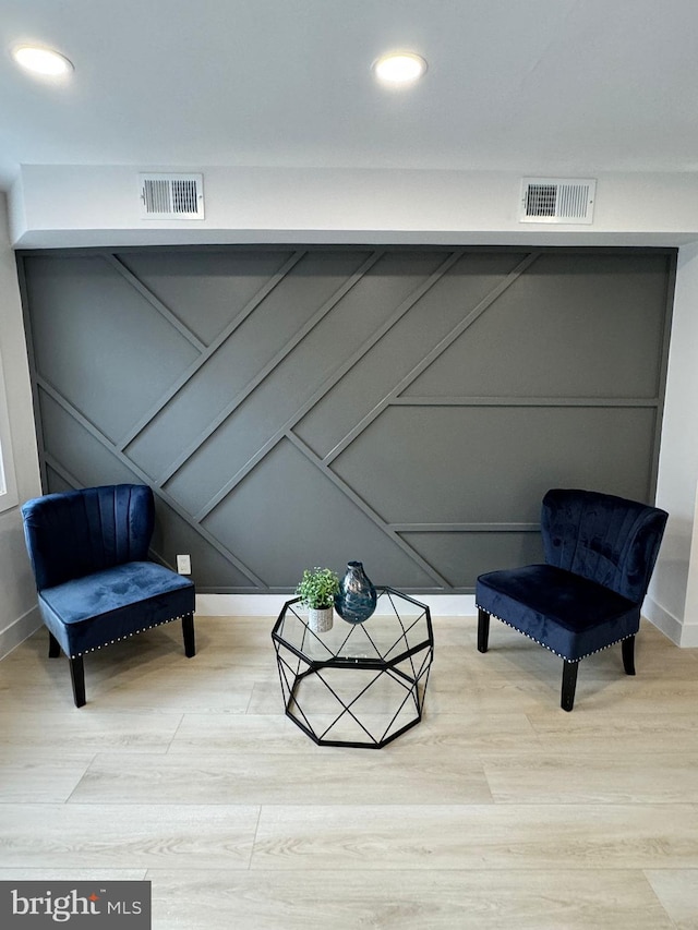 living area featuring light wood-type flooring