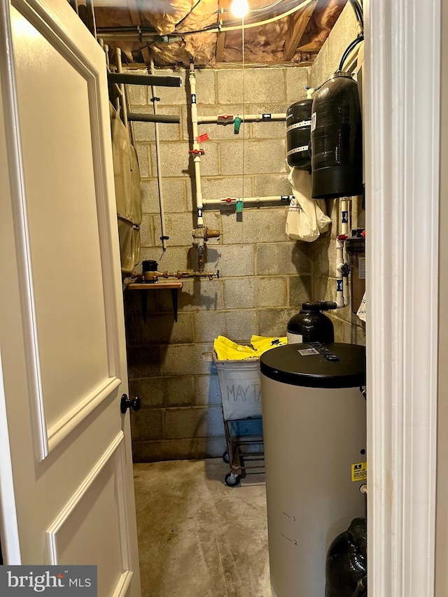 utility room with gas water heater