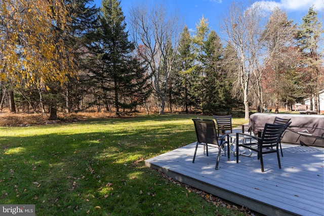 view of yard with a deck