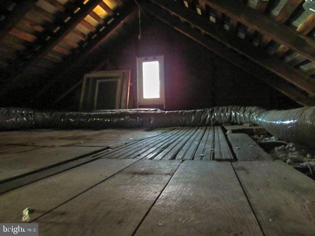 view of unfinished attic