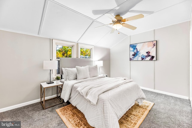 22 Fairmont Pl, Indian Head, MD 20640 - carpeted bedroom featuring vaulted ceiling, baseboards, and a ceiling fan