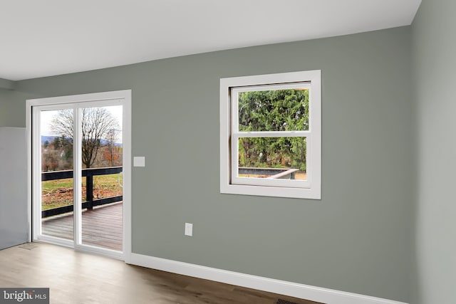 spare room with plenty of natural light and hardwood / wood-style floors