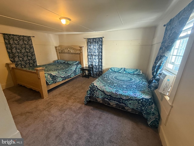 carpeted bedroom featuring cooling unit