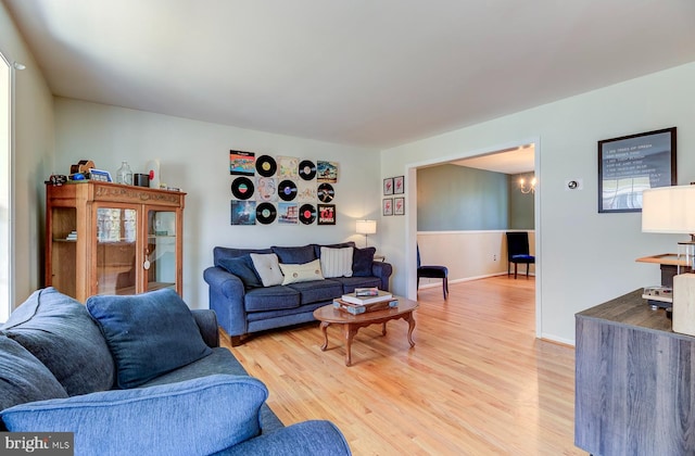 living room featuring light hardwood / wood-style floors