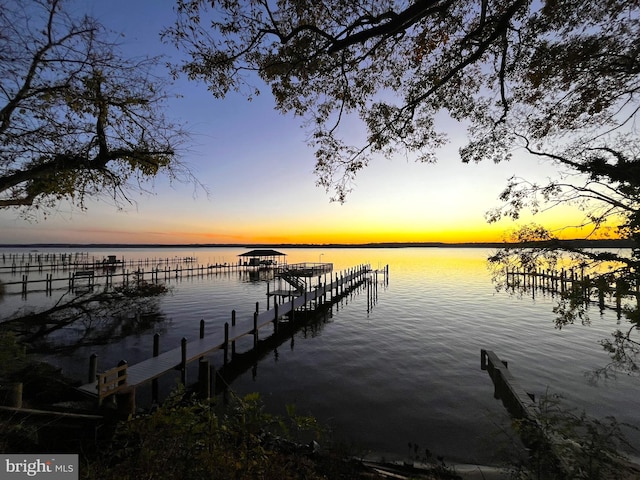 view of dock featuring a water view