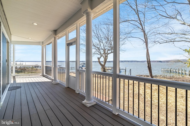 deck with a water view