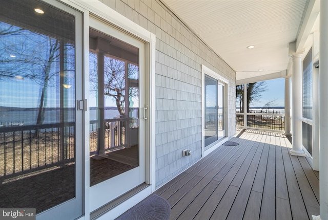 deck featuring a porch