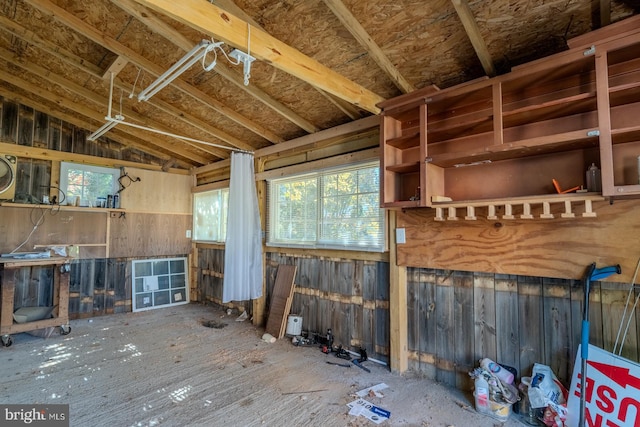 miscellaneous room featuring vaulted ceiling