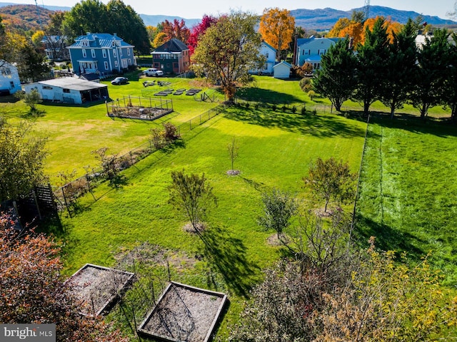 bird's eye view featuring a mountain view