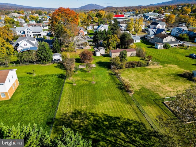 bird's eye view with a mountain view