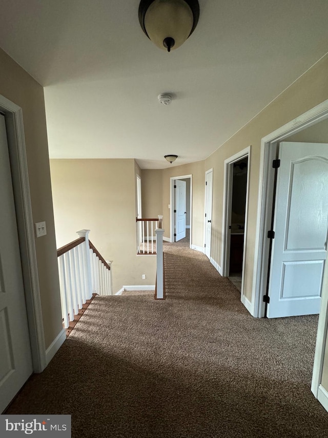 hallway with carpet flooring