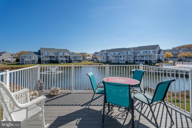 deck with a water view