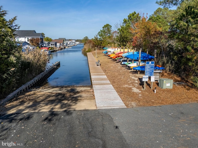 view of dock featuring a water view