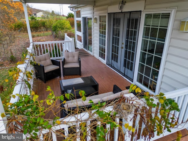 deck featuring french doors