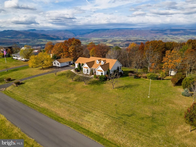 aerial view with a mountain view