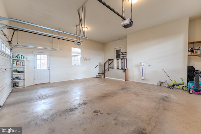 garage with a garage door opener