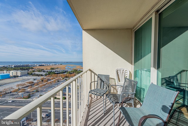 balcony with a water view