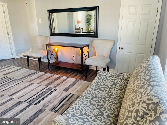 living area with wood-type flooring