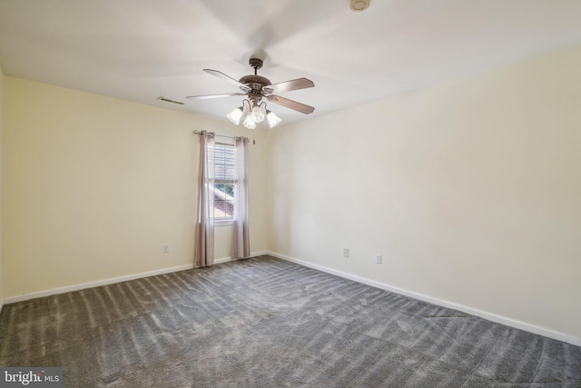 carpeted empty room with ceiling fan