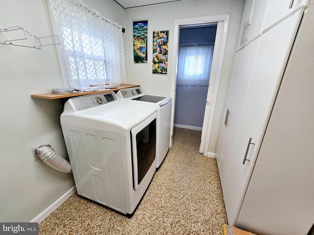 32 S F St, Keyser, WV 26726 - washroom featuring washing machine and dryer, baseboards, and cabinet space