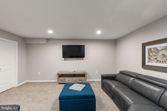 living room with carpet flooring