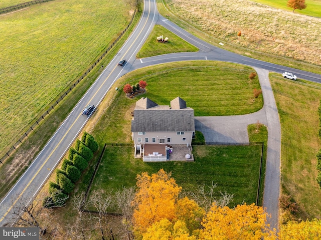 drone / aerial view with a rural view