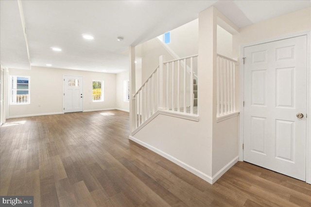 foyer with hardwood / wood-style flooring