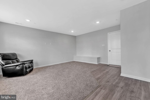 unfurnished room with light wood-type flooring