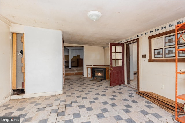 interior space with a fireplace