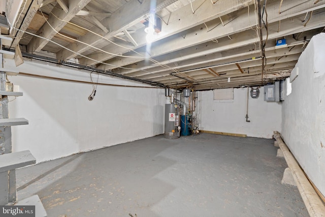 basement with gas water heater