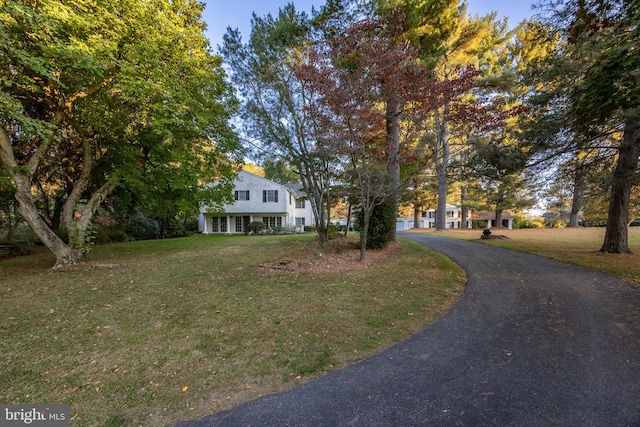 view of front facade featuring a front yard