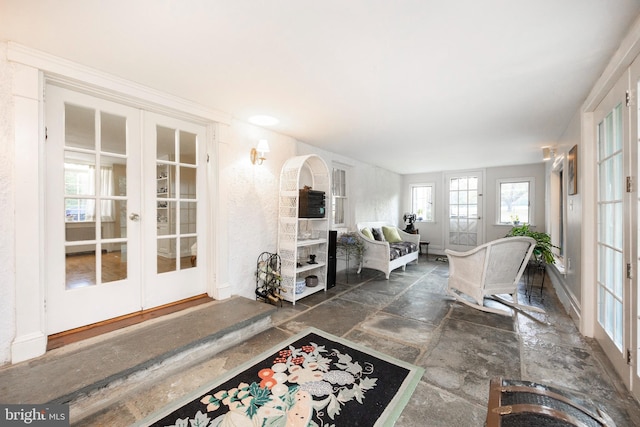 living room with french doors