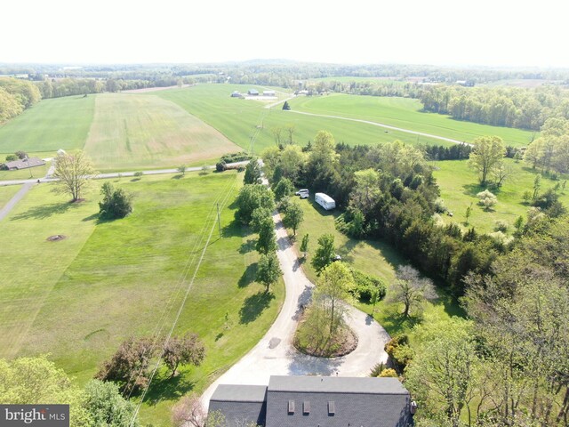 drone / aerial view with a rural view