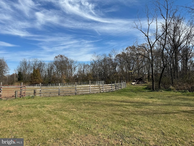 view of yard with a rural view