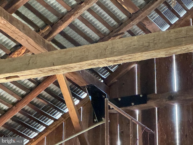 view of unfinished attic