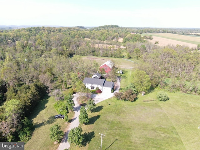 bird's eye view featuring a rural view
