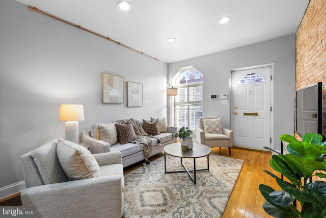 living room with light wood-type flooring