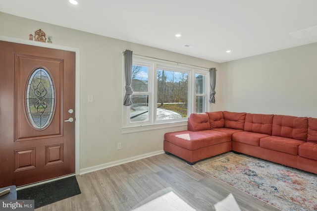 living room featuring light wood-type flooring